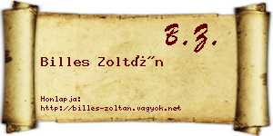 Billes Zoltán névjegykártya