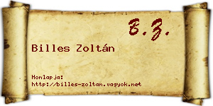 Billes Zoltán névjegykártya